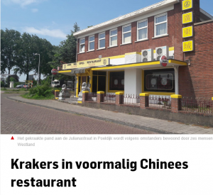 gekraakt restaurant Poeldijk